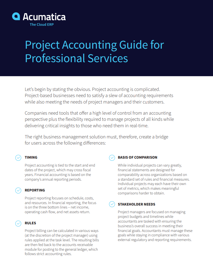 Acumatica Project Accounting For Field Service Management